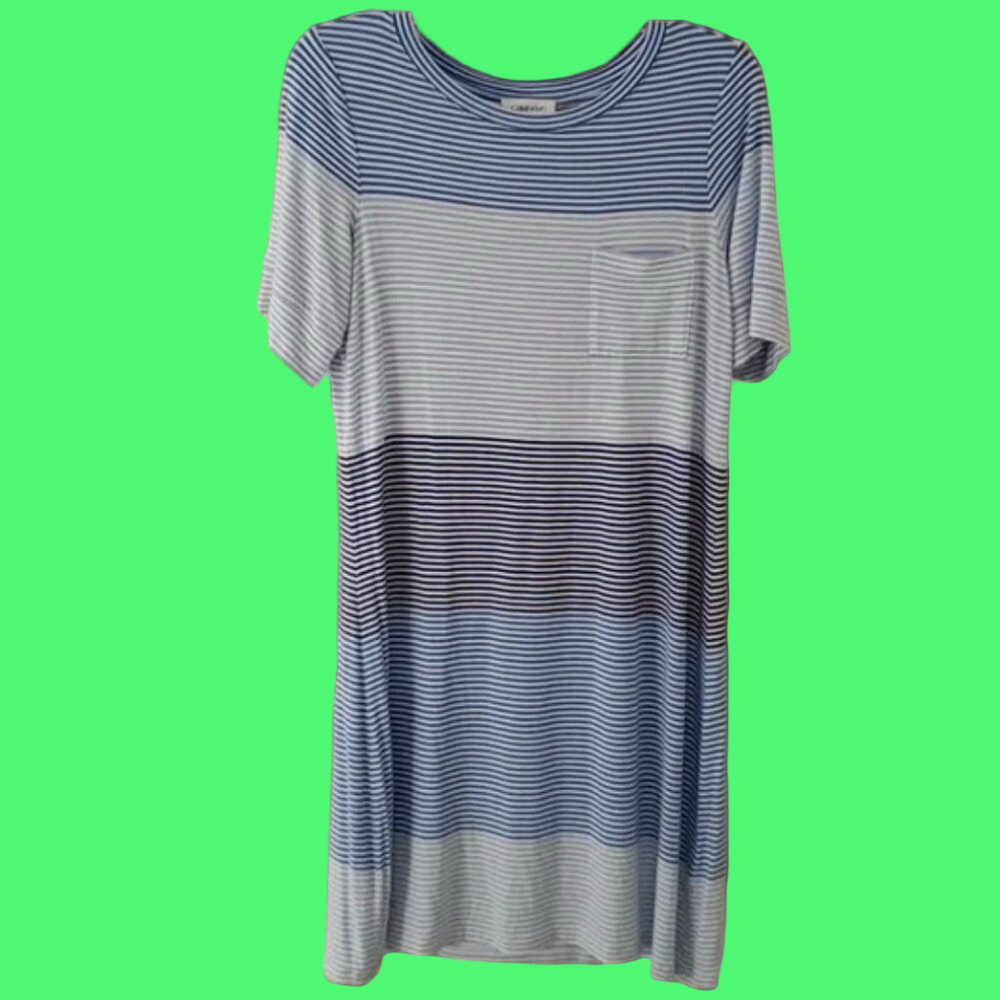 Calvin Klein Blue & White Striped Mini Dress